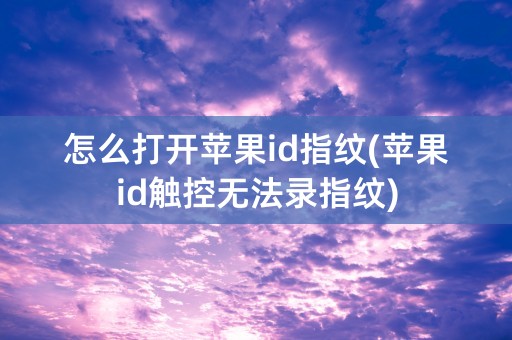 怎么打开苹果id指纹(苹果id触控无法录指纹)