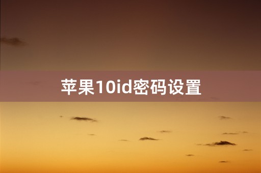 苹果10id密码设置