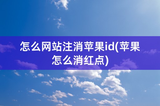 怎么网站注消苹果id(苹果怎么消红点)