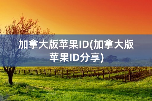 加拿大版苹果ID(加拿大版苹果ID分享)