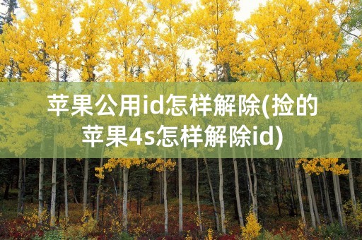 苹果公用id怎样解除(捡的苹果4s怎样解除id)