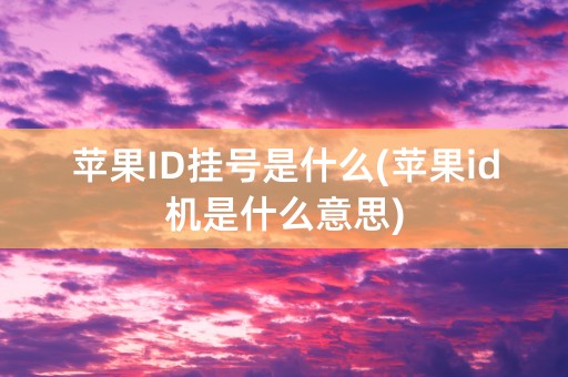 苹果ID挂号是什么(苹果id机是什么意思)