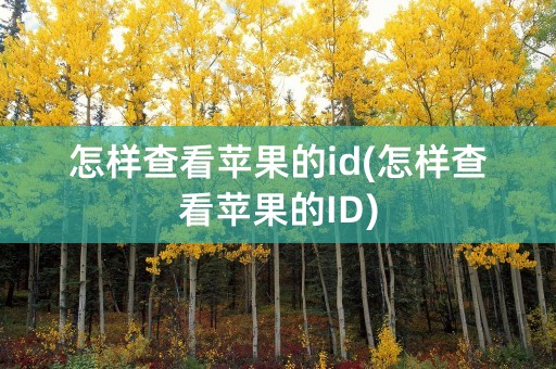 怎样查看苹果的id(怎样查看苹果的ID)