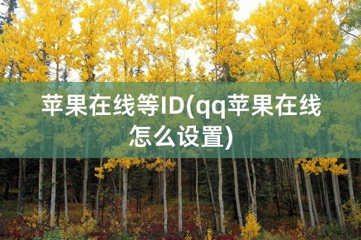 苹果在线等ID(qq苹果在线怎么设置)