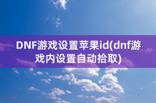 DNF游戏设置苹果id(dnf游戏内设置自动拾取)