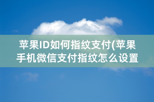 苹果ID如何指纹支付(苹果手机微信支付指纹怎么设置)