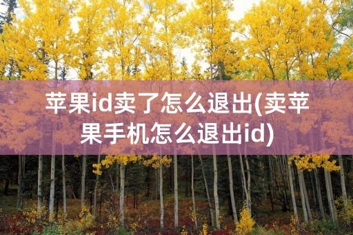 苹果id卖了怎么退出(卖苹果手机怎么退出id)