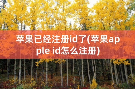 苹果已经注册id了(苹果apple id怎么注册)