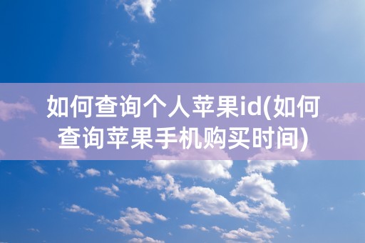 如何查询个人苹果id(如何查询苹果手机购买时间)