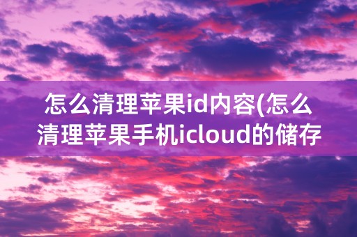 怎么清理苹果id内容(怎么清理苹果手机icloud的储存空间)