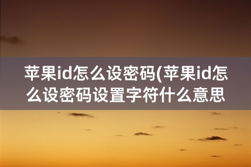 苹果id怎么设密码(苹果id怎么设密码设置字符什么意思)