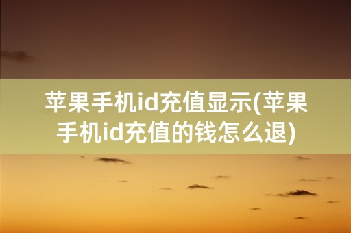 苹果手机id充值显示(苹果手机id充值的钱怎么退)