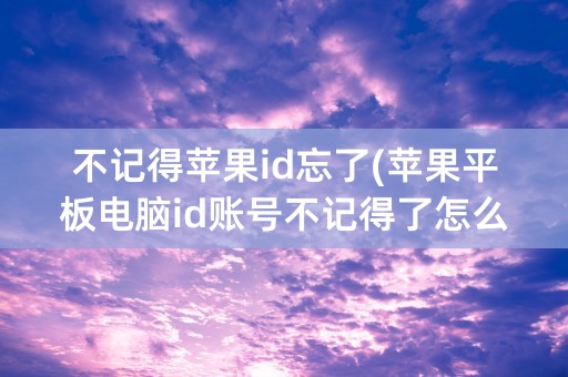 不记得苹果id忘了(苹果平板电脑id账号不记得了怎么办)