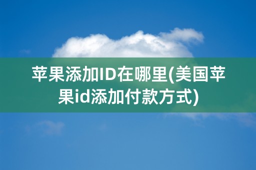 苹果添加ID在哪里(美国苹果id添加付款方式)