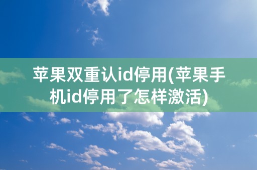 苹果双重认id停用(苹果手机id停用了怎样激活)