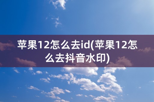 苹果12怎么去id(苹果12怎么去抖音水印)