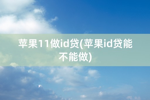 苹果11做id贷(苹果id贷能不能做)