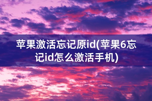 苹果激活忘记原id(苹果6忘记id怎么激活手机)