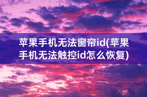 苹果手机无法窗帘id(苹果手机无法触控id怎么恢复)