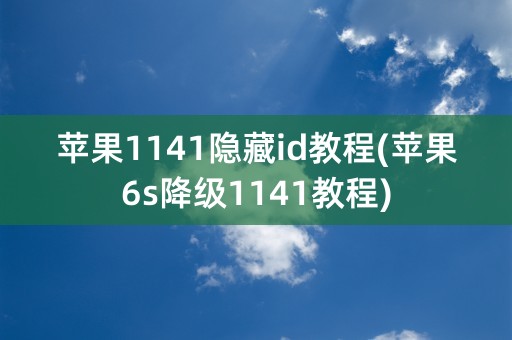 苹果1141隐藏id教程(苹果6s降级1141教程)