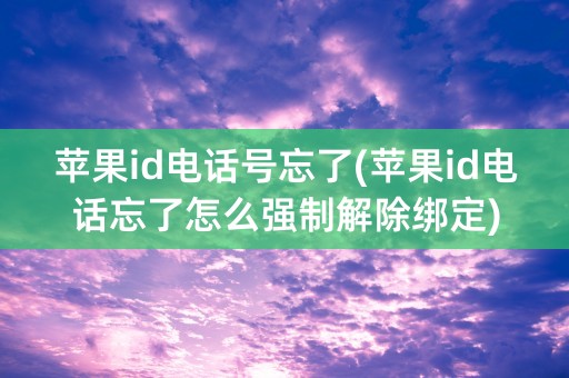 苹果id电话号忘了(苹果id电话忘了怎么强制解除绑定)