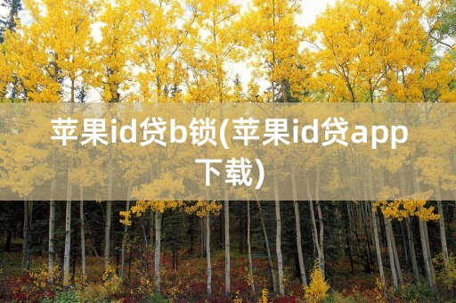 苹果id贷b锁(苹果id贷app下载)