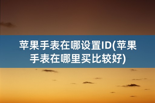 苹果手表在哪设置ID(苹果手表在哪里买比较好)