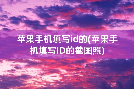 苹果手机填写id的(苹果手机填写ID的截图照)