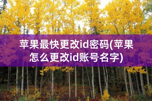 苹果最快更改id密码(苹果怎么更改id账号名字)