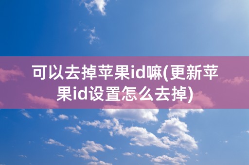 可以去掉苹果id嘛(更新苹果id设置怎么去掉)