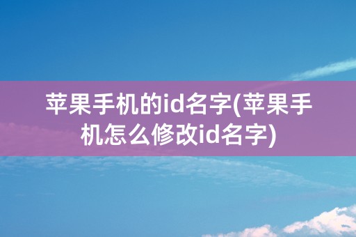 苹果手机的id名字(苹果手机怎么修改id名字)