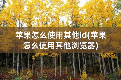 苹果怎么使用其他id(苹果怎么使用其他浏览器)