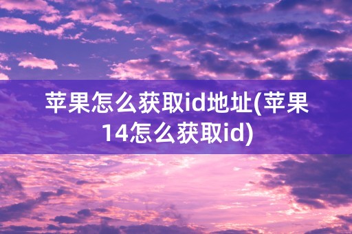 苹果怎么获取id地址(苹果14怎么获取id)