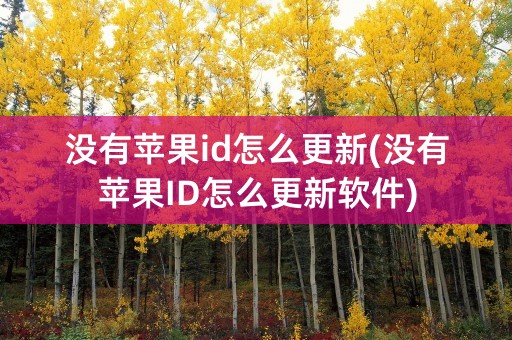 没有苹果id怎么更新(没有苹果ID怎么更新软件)