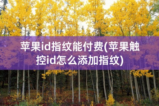 苹果id指纹能付费(苹果触控id怎么添加指纹)