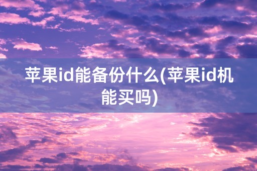 苹果id能备份什么(苹果id机能买吗)