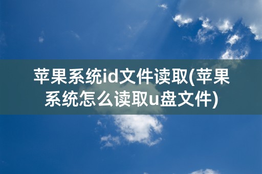 苹果系统id文件读取(苹果系统怎么读取u盘文件)