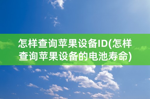 怎样查询苹果设备ID(怎样查询苹果设备的电池寿命)