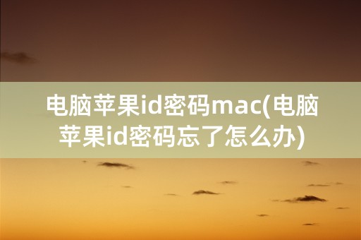 电脑苹果id密码mac(电脑苹果id密码忘了怎么办)