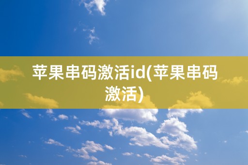 苹果串码激活id(苹果串码激活)