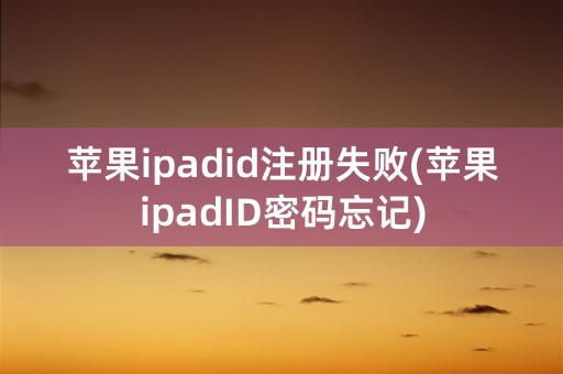 苹果ipadid注册失败(苹果ipadID密码忘记)