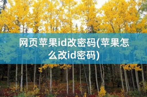 网页苹果id改密码(苹果怎么改id密码)