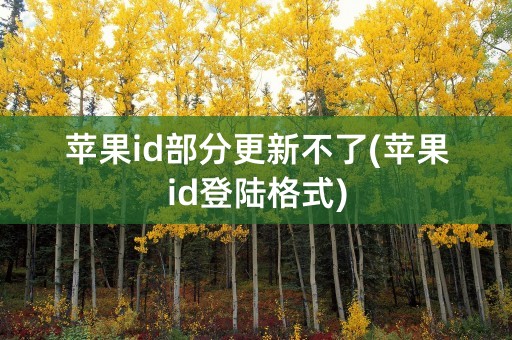 苹果id部分更新不了(苹果id登陆格式)