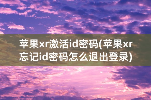 苹果xr激活id密码(苹果xr忘记id密码怎么退出登录)