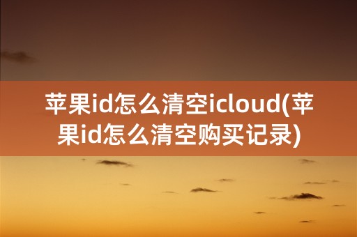 苹果id怎么清空icloud(苹果id怎么清空购买记录)