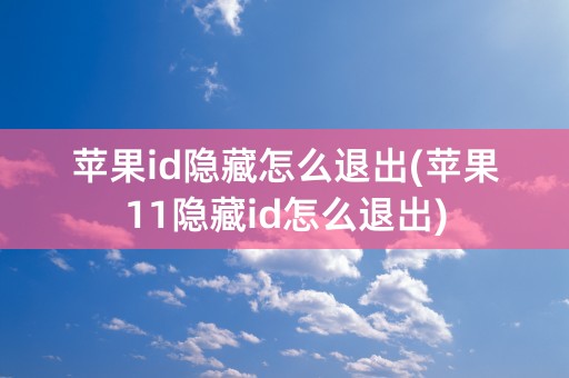 苹果id隐藏怎么退出(苹果11隐藏id怎么退出)