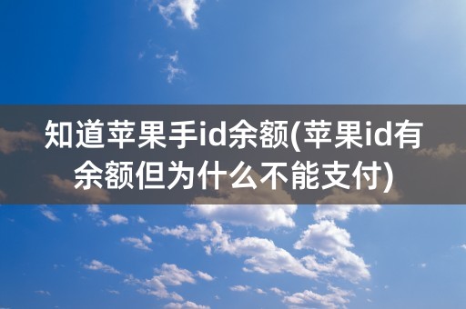 知道苹果手id余额(苹果id有余额但为什么不能支付)