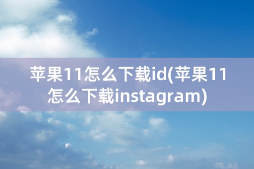 苹果11怎么下载id(苹果11怎么下载instagram)