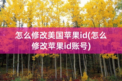 怎么修改美国苹果id(怎么修改苹果id账号)