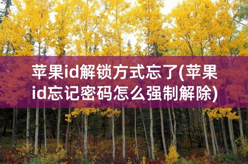 苹果id解锁方式忘了(苹果id忘记密码怎么强制解除)